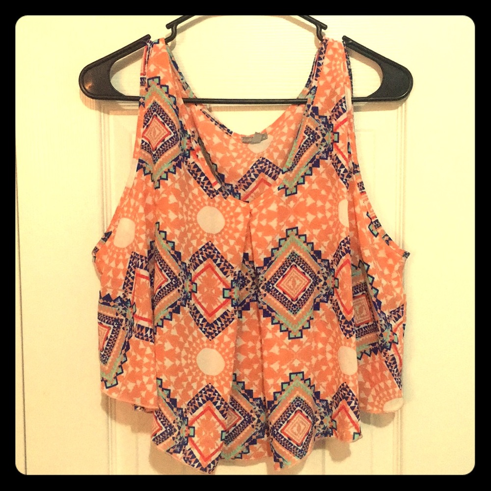 XL Orange Blue Charlotte Russe Crop Top